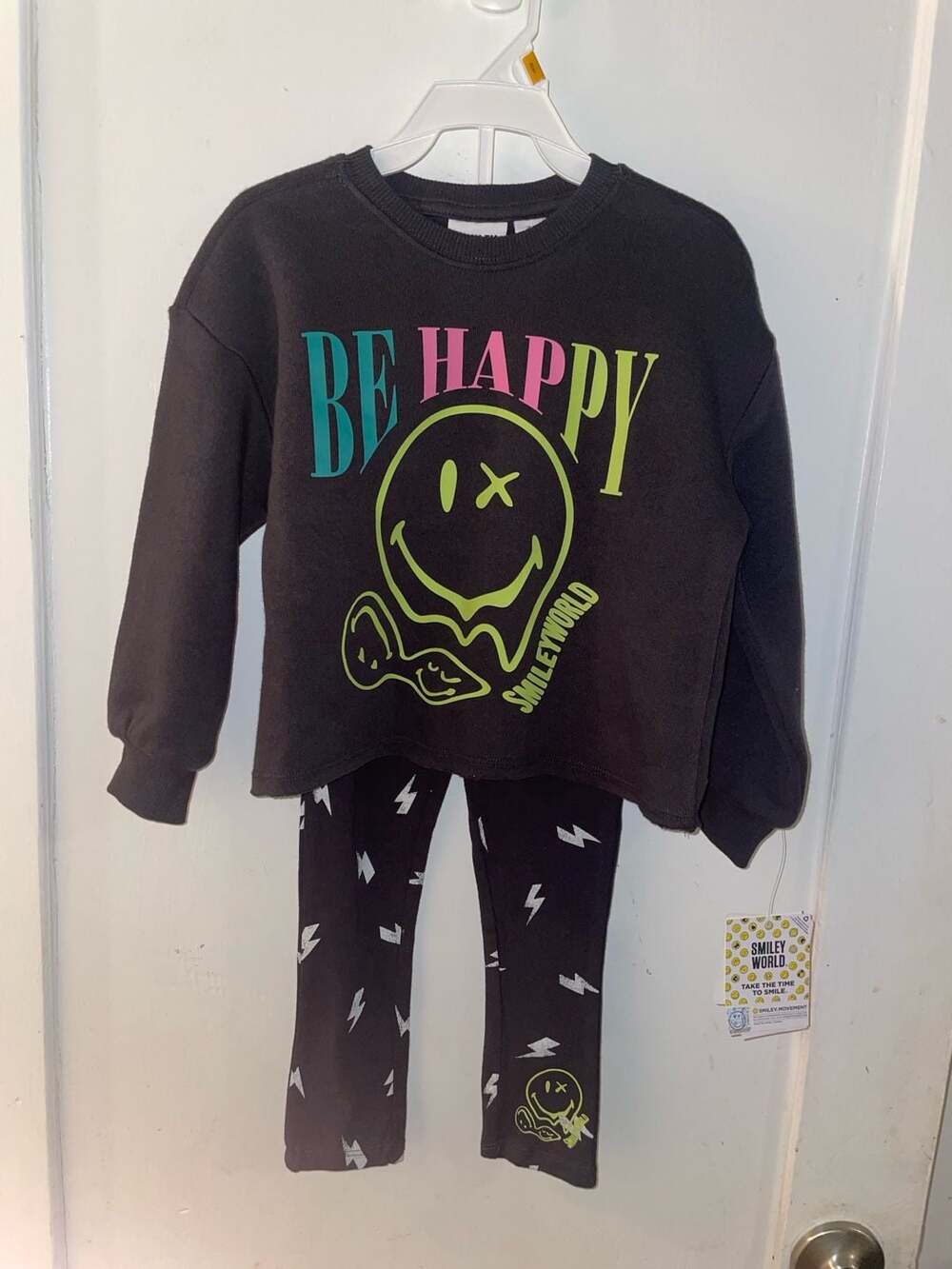 Smiley World Be Happy Sweatshirt and Leggings Set Size 3T